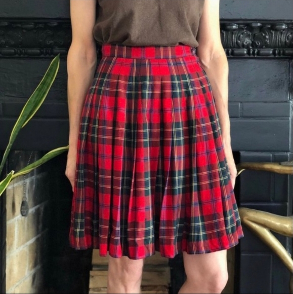 Vintage 90s Gap Plaid Red Pleated Tartan Skirt 5/6 - Picture 3 of 7